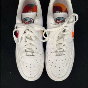 White Sneakers with Colorful Accents